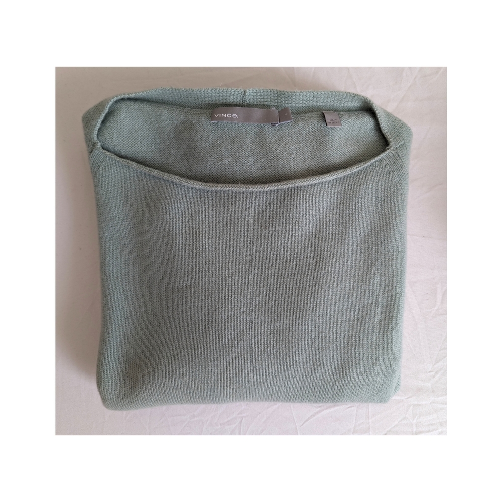 Vince Wool and Cashmere Blend Boat Neck Mint Green Sweater